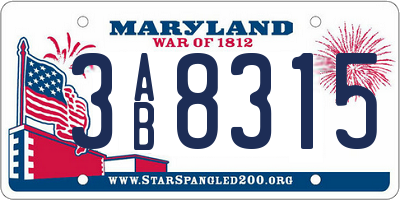 MD license plate 3AB8315