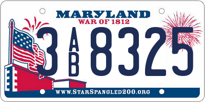 MD license plate 3AB8325