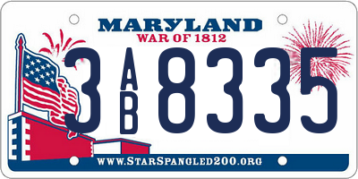 MD license plate 3AB8335