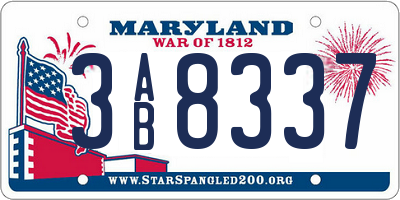 MD license plate 3AB8337
