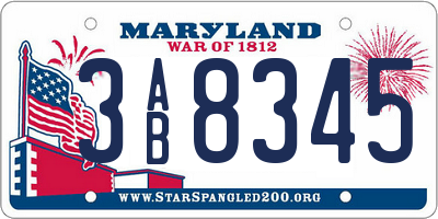 MD license plate 3AB8345