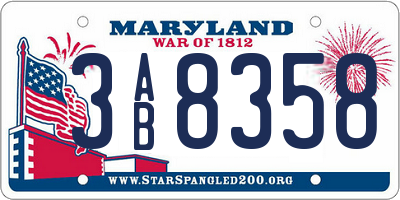 MD license plate 3AB8358