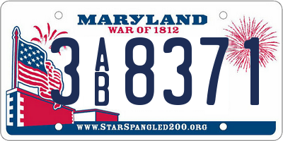 MD license plate 3AB8371