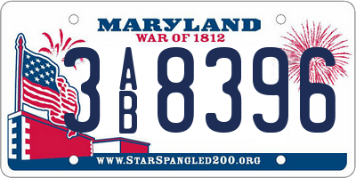 MD license plate 3AB8396