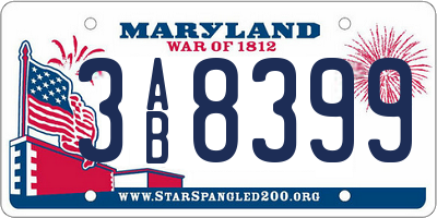 MD license plate 3AB8399