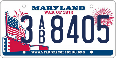 MD license plate 3AB8405