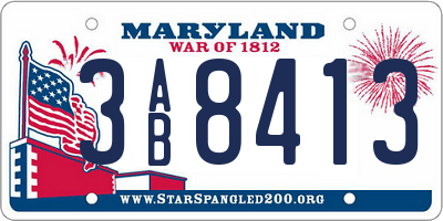 MD license plate 3AB8413