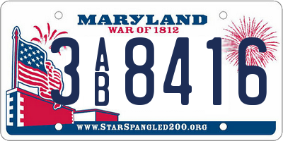 MD license plate 3AB8416