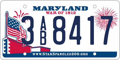 MD license plate 3AB8417
