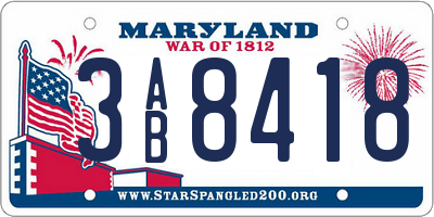 MD license plate 3AB8418