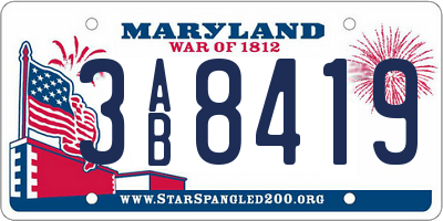 MD license plate 3AB8419