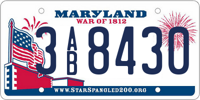 MD license plate 3AB8430