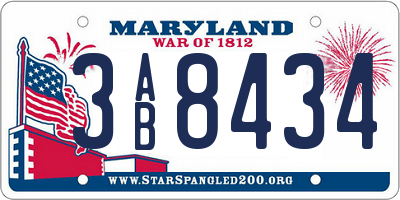 MD license plate 3AB8434