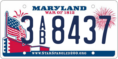 MD license plate 3AB8437