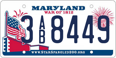 MD license plate 3AB8449