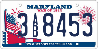 MD license plate 3AB8453
