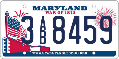 MD license plate 3AB8459