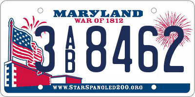 MD license plate 3AB8462