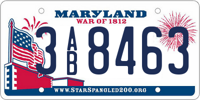 MD license plate 3AB8463
