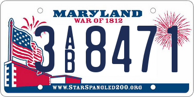 MD license plate 3AB8471