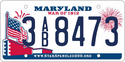 MD license plate 3AB8473