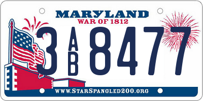 MD license plate 3AB8477