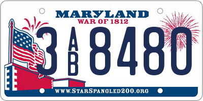 MD license plate 3AB8480