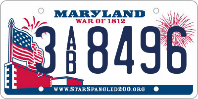 MD license plate 3AB8496