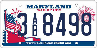 MD license plate 3AB8498
