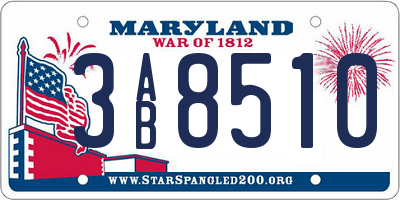 MD license plate 3AB8510