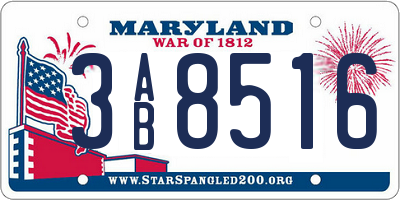 MD license plate 3AB8516