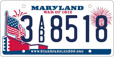MD license plate 3AB8518