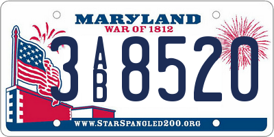 MD license plate 3AB8520