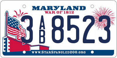 MD license plate 3AB8523
