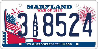 MD license plate 3AB8524
