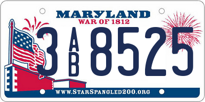 MD license plate 3AB8525