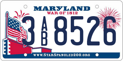 MD license plate 3AB8526