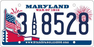 MD license plate 3AB8528