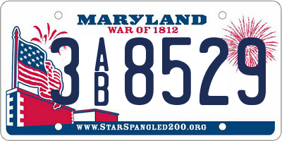 MD license plate 3AB8529