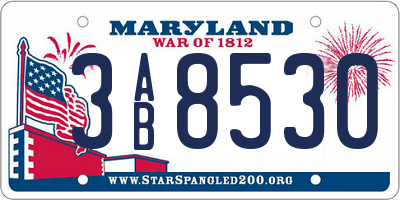 MD license plate 3AB8530