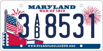MD license plate 3AB8531