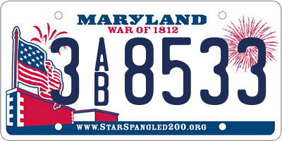 MD license plate 3AB8533