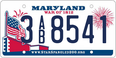 MD license plate 3AB8541