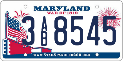 MD license plate 3AB8545