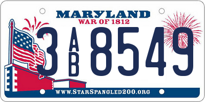 MD license plate 3AB8549