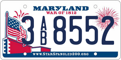 MD license plate 3AB8552