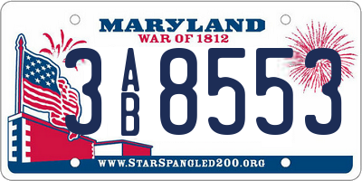MD license plate 3AB8553