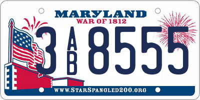 MD license plate 3AB8555