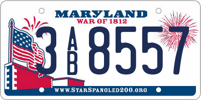 MD license plate 3AB8557