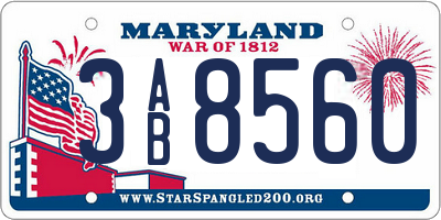 MD license plate 3AB8560